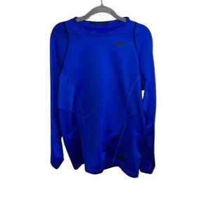 Nike Pro Hyperwarm Blue Fitted Long Sleeve Shirt Size Medium